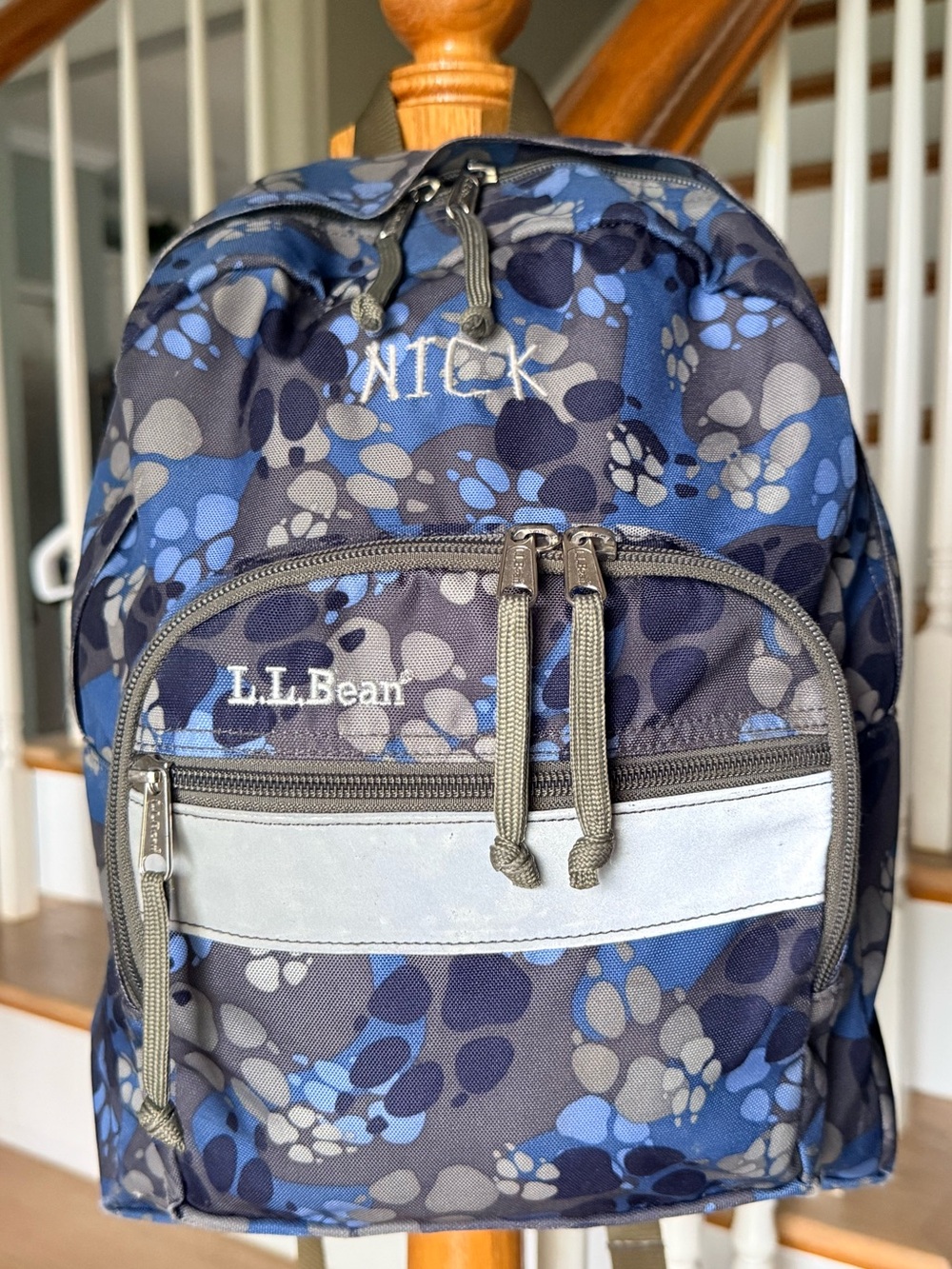 L.L.Bean Kids Backpack Blue Paw Print